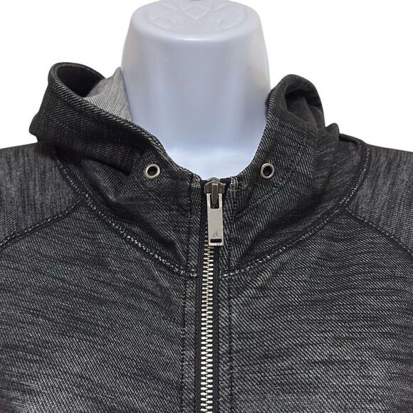 Calvin Klein Jeans Large Black Gray Hoodie Full Zip Kangaroo Pocket Jacket - Picture 3 of 9